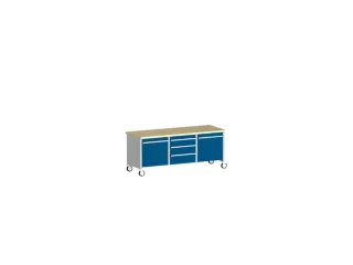 werkbank,verrijdbaar,HxBxD 840x2000x750mm,beukenblad,draagverm. 1200kg - 2