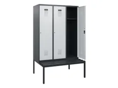 locker met bank,HxBxD 1950x1200x815mm,3vak,vak B 400mm,cilinderslot