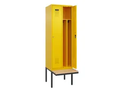locker met bank,voor scheiding van kleding,HxBxD 2120x600x815mm,2vak