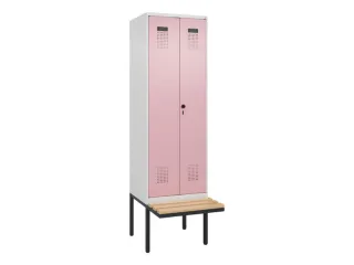 PBM-locker met bank,HxBxD 2120x600x815mm,2vak,vak B 300mm,draaigrendel - 2