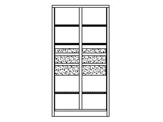 systeemkast,HxBxD 1950x1040x630mm,6xStalen bodem,RAL7035,front RAL6011