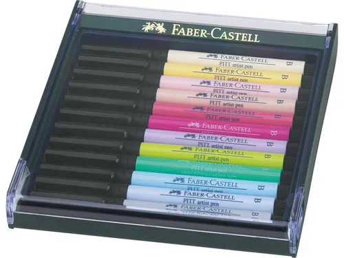 Tekenstift Faber-Castell Pitt Artist Pen Brush set 12 stuks pastel