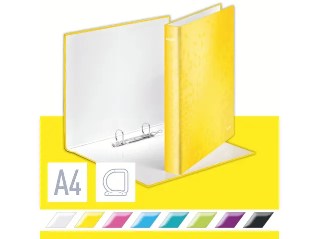 Ringband Leitz WOW A4 2-rings D-mech 25mm karton geel