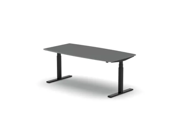 Elektrisch ihv Vergadertafel Vatvorm 1800x800mm Zwart+Donkergrijs Blad