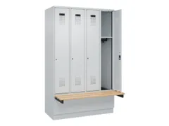 locker met bank,HxBxD 1950x1200x815mm,4vak,vak B 300mm,cilinderslot