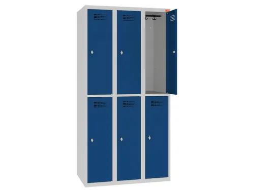 Dubbeldekse lockerkast,HxBxD 1800x900x500mm,3x2vak.,draaigrendel