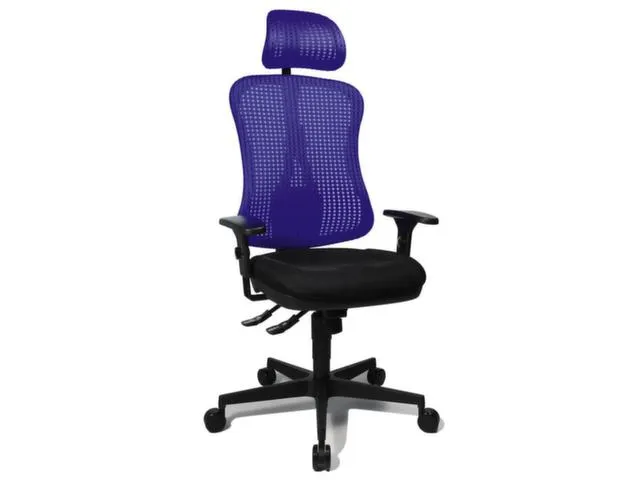 Siège Bureau Pivotant Assise Noir Dossier Maille Bleu