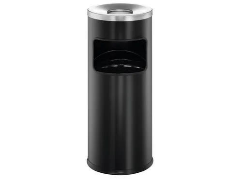 Metalen Afvalbak 17 Liter Met Asbak Metaal Zwart