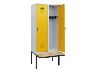 locker met bank,HxBxD 1950x800x815mm,2vak,vak B 400mm,draaigrendel - 1