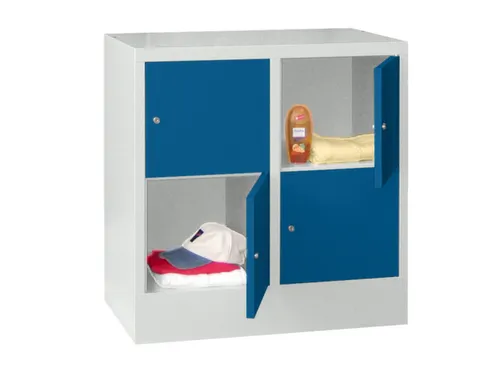 lockerkast,HxBxD 855x800x500mm,2x2vakken,RAL7035,front RAL5010