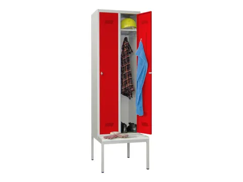 locker met bank,HxBxD 2150x600x500mm,2vak,RAL7035,front RAL3000