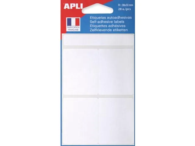 Witte Etiketten In Etui Ft 38x50mm (bxh), 28 Stuks, 4 Per Blad