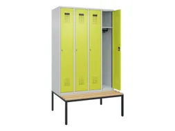 locker met bank,HxBxD 2120x1200x815mm,4vak,vak B 300mm,cilinderslot