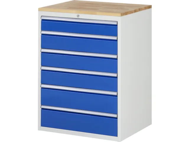 ladekast 1035x770x650mm 6laden cilinderslot RAL7035 RAL5010 beuken