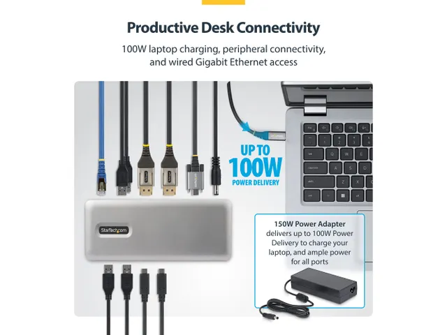 StarTech USB-C Docking Station 2x DP 4K60, 1GbE, 100W PD