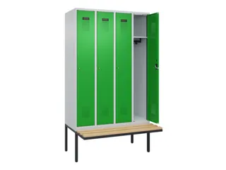 locker met bank,HxBxD 2120x1200x815mm,4vak,vak B 300mm,cilinderslot - 1