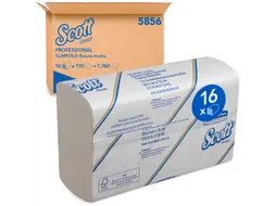 Handdoek Scott Slimfold m-vouw 1-laags 19x29,5cm wit 16x110stuks 5856