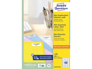 Etiket Avery L7654-100 45.7x25.4mm wit 4000 stuks - 4