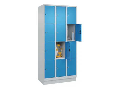 lockerkast,HxBxD 1950x900x500mm,3x4vakken,vak B 300mm,cil.-slot,sokkel