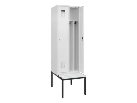 locker met bank,voor scheiding van kleding,HxBxD 2120x600x815mm,2vak