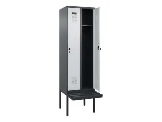 locker met bank,HxBxD 2120x600x815mm,2vak,vak B 300mm,draaigrendel - 1