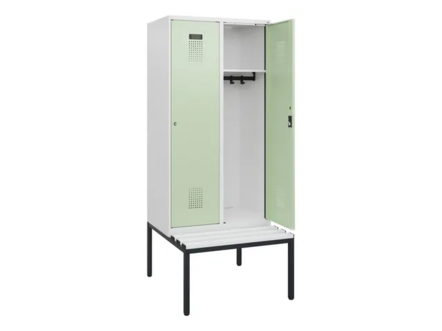 locker met bank,HxBxD 1950x800x815mm,2vak,vak B 400mm,cilinderslot
