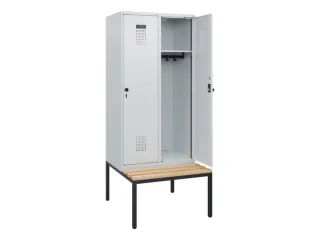 locker met bank,HxBxD 1950x800x815mm,2vak,vak B 400mm,draaigrendel - 1