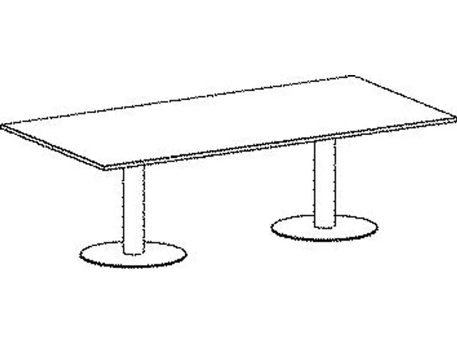 Table de réunion rectangulaire 720x2400x1200mm gris clair/alu