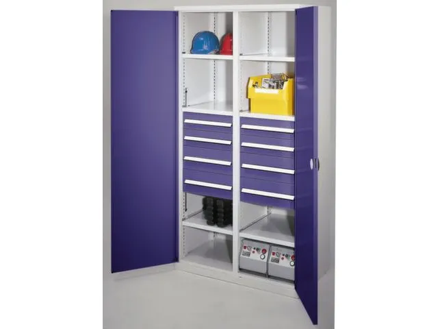 Materiaalkast Scheidingswand 1950x1000x600mm 6legborden 4laden Ral5010