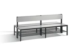 omkleedbank,HxLxD 796x2000x760mm,HPL zilvergrijs,frame staal RAL7021