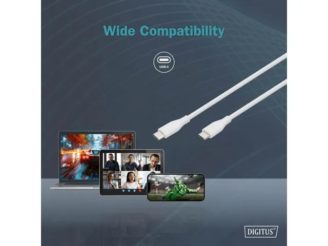 USB-C siliconen oplaadkabel USB-C USB-C 2m USB 2.0 60W wit