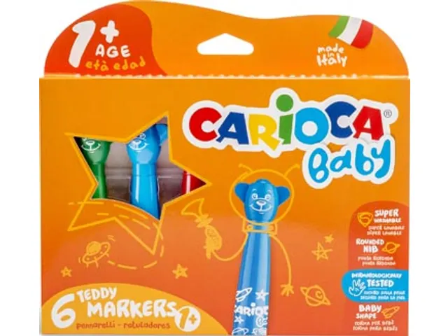 Viltstift Baby Teddy, Doos à 6 Stuks Assorti Kleuren