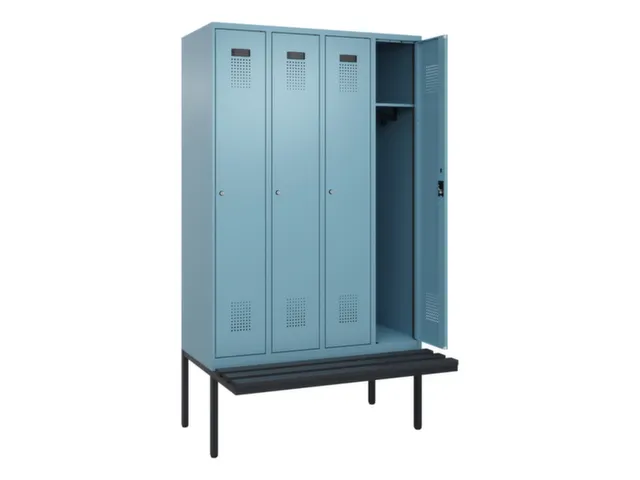 locker met bank,HxBxD 2120x1200x815mm,4vak,vak B 300mm,cilinderslot