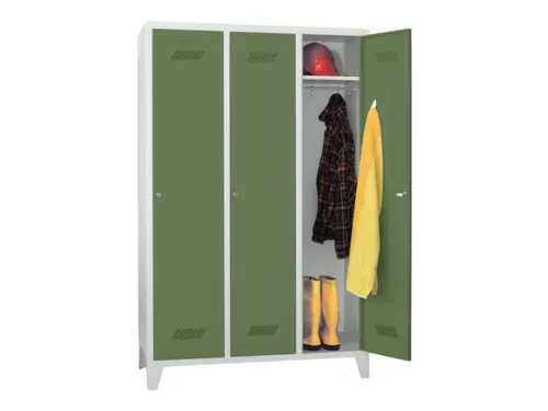 lockerkast,HxBxD 1850x1200x500mm,3vak,RAL7035,front RAL6011