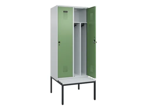locker met bank,voor scheiding van kleding,HxBxD 2120x800x815mm,2vak
