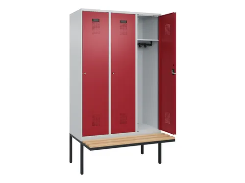 locker met bank,HxBxD 2120x1200x815mm,3vak,vak B 400mm,cilinderslot