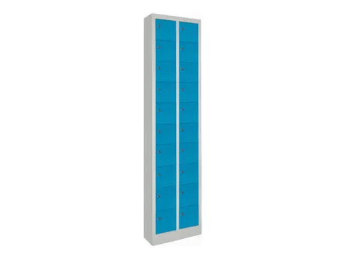 lockerkast,HxBxD 1950x460x200mm,2x10vakken,RAL7035,front RAL5012