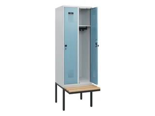 locker met bank,HxBxD 1950x600x815mm,2vak,vak B 300mm,draaigrendel - 1