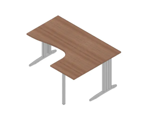 hoek-bureau,HxBxD 730x1600x1200mm,blad canaletto-hout