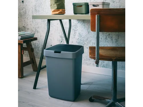 Afvalbak Delta klepdeksel 25 Liter grijs Zwart
