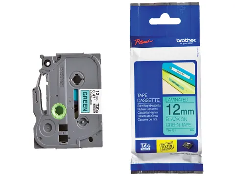 Labeltape Brother P-touch TZe-731 standaard 12mm zwart op groen