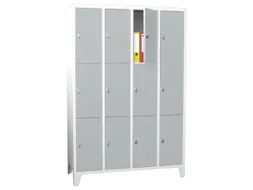lockerkast,HxBxD 1850x1200x500mm,4x3vakken,RAL7035,front RAL3000