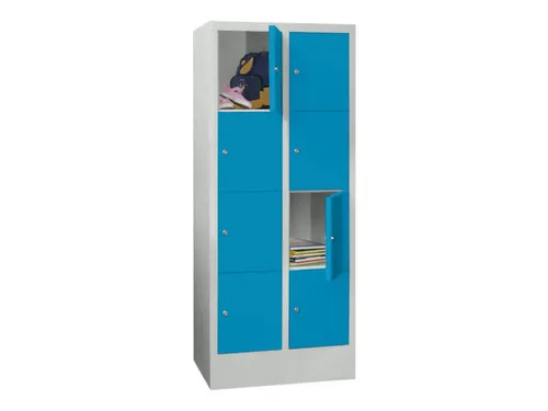 lockerkast,HxBxD 1518x600x500mm,2x4vakken,RAL7035,front RAL5012