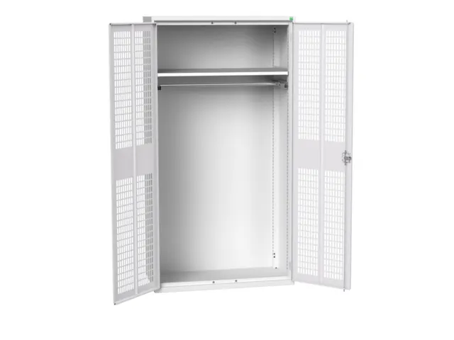 Lockerkast 2000x1050x550mm 1 vak, dubbele ventilatiedeur, RAL7035