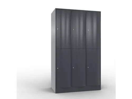 lockerkast 1950x1150x640mm 3x2 vakken romp RAL7021 front RAL7021