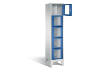 Lockerkast 1850x420x500mm 1x5 vakken Cilinderslot Poten, RAL5010 - 1