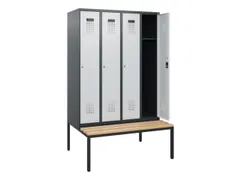 locker met bank,HxBxD 1950x1200x815mm,4vak,vak B 300mm,cilinderslot