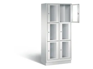 Lockerkast 1800x810x500mm 2x3 vakken Cilinderslot, Sokkel, RAL7035 - 1