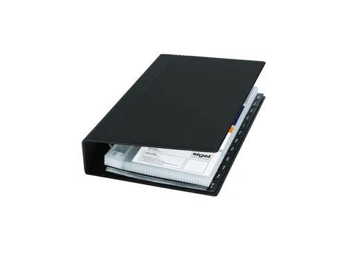 Visitekaartringband Sigel VZ300 200 kaarten 90x58mm kunststof zwart