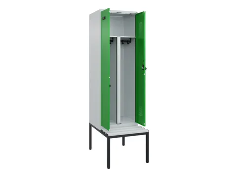 PBM-locker met bank,HxBxD 2120x600x815mm,2vak,vak B 300mm,draaigrendel